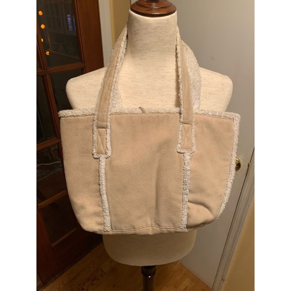 Light Brown Shearling Shoulder Bag Purse - Picture 1 of 4